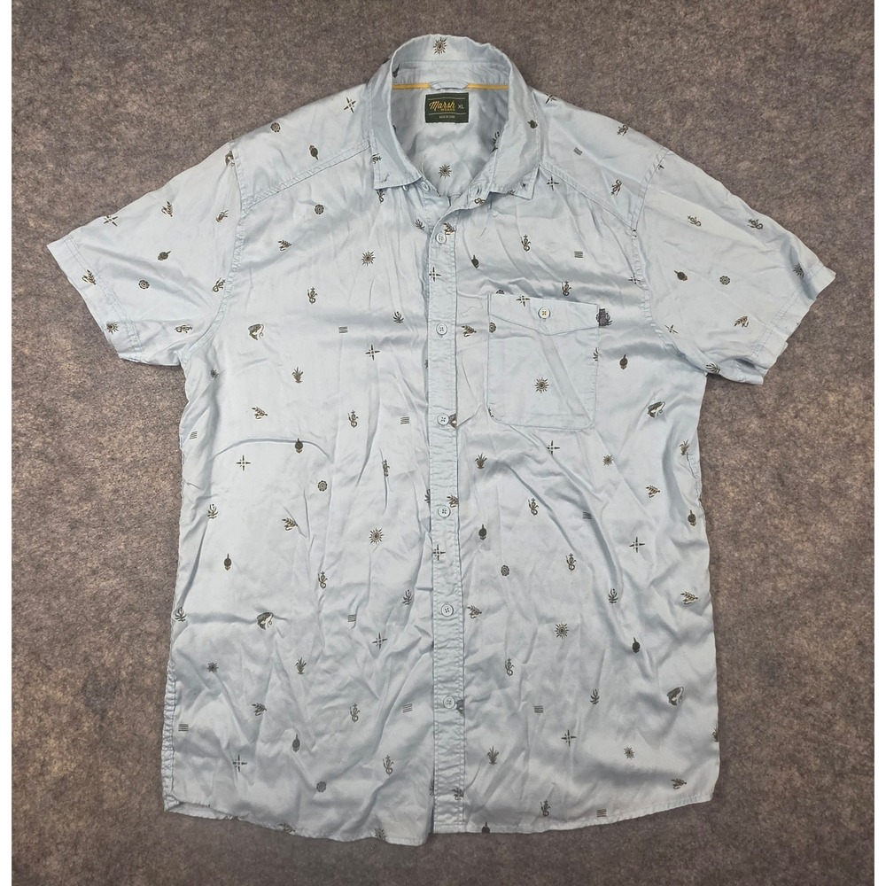 Marsh Wear Mens XL Light Blue Lyocell Short Sleeve Button Down Shirt
